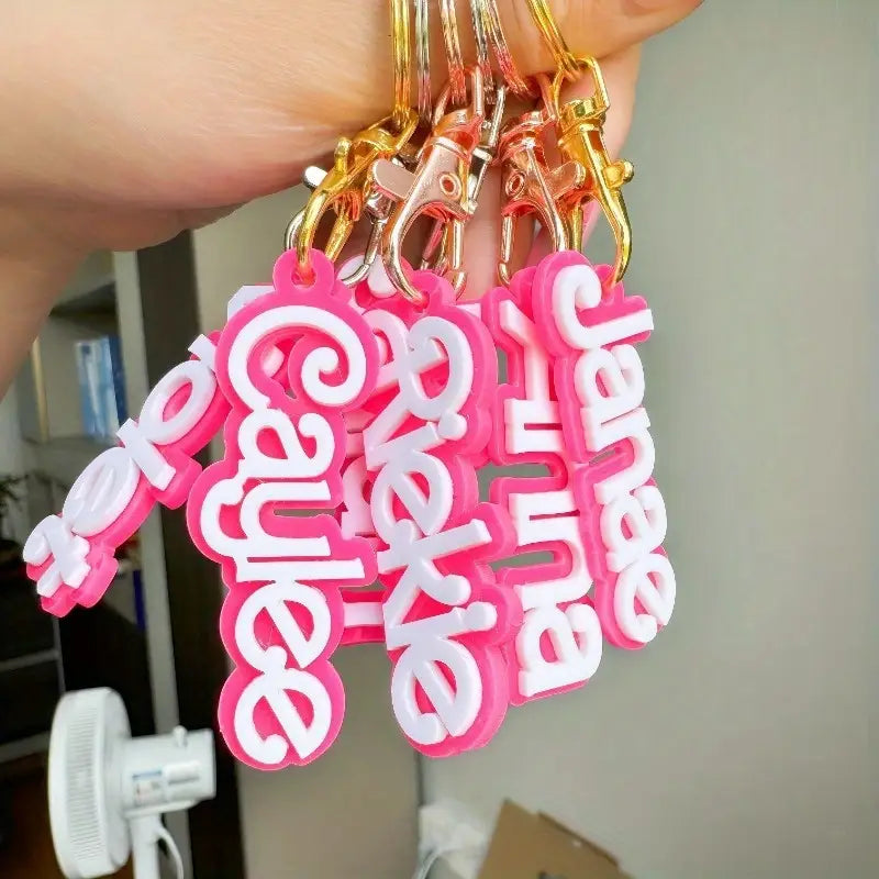 Cute Pink Acrylic Double-Layer Key Ring