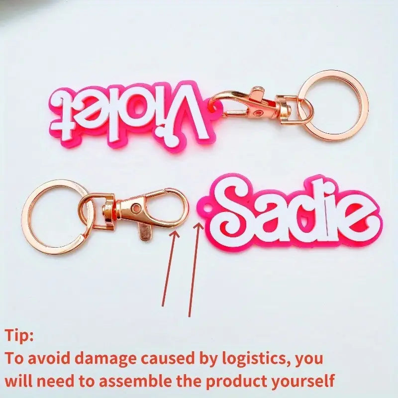 Cute Pink Acrylic Double-Layer Key Ring