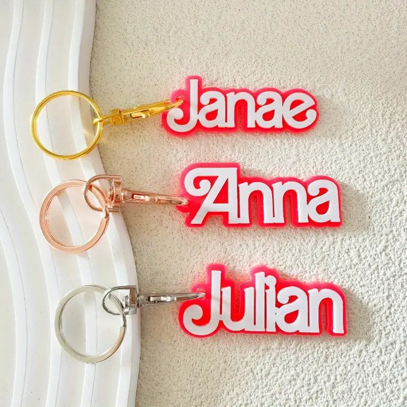 Cute Pink Acrylic Double-Layer Key Ring