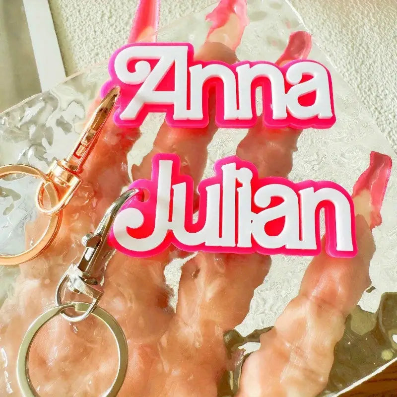Cute Pink Acrylic Double-Layer Key Ring
