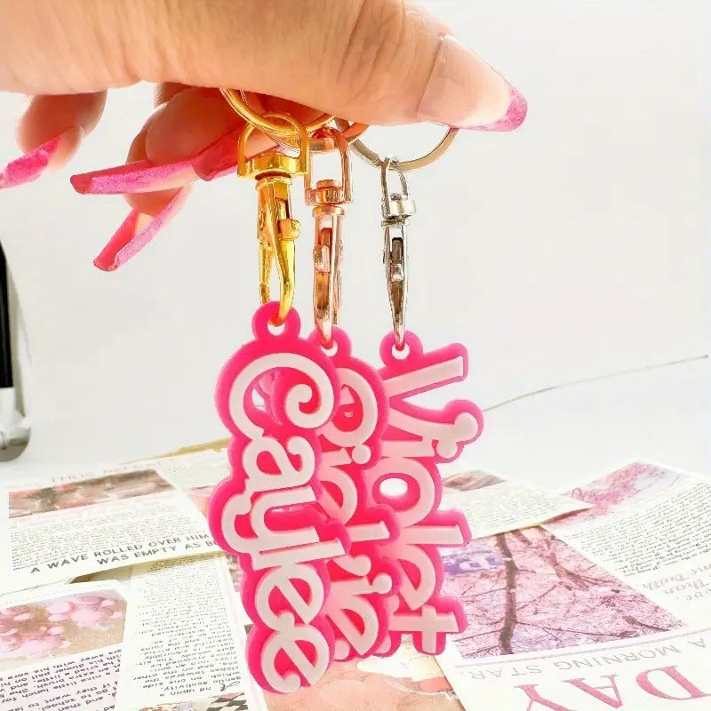 Cute Pink Acrylic Double-Layer Key Ring