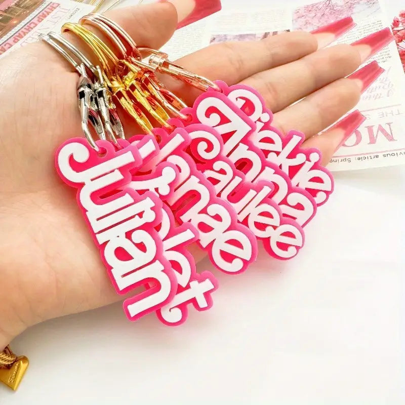 Cute Pink Acrylic Double-Layer Key Ring
