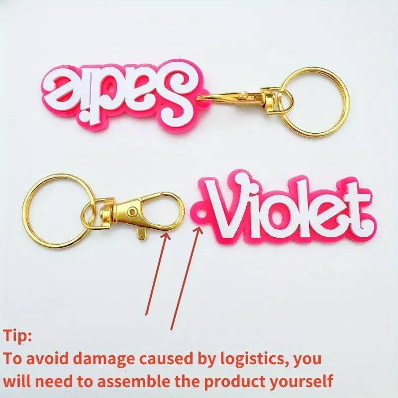 Cute Pink Acrylic Double-Layer Key Ring