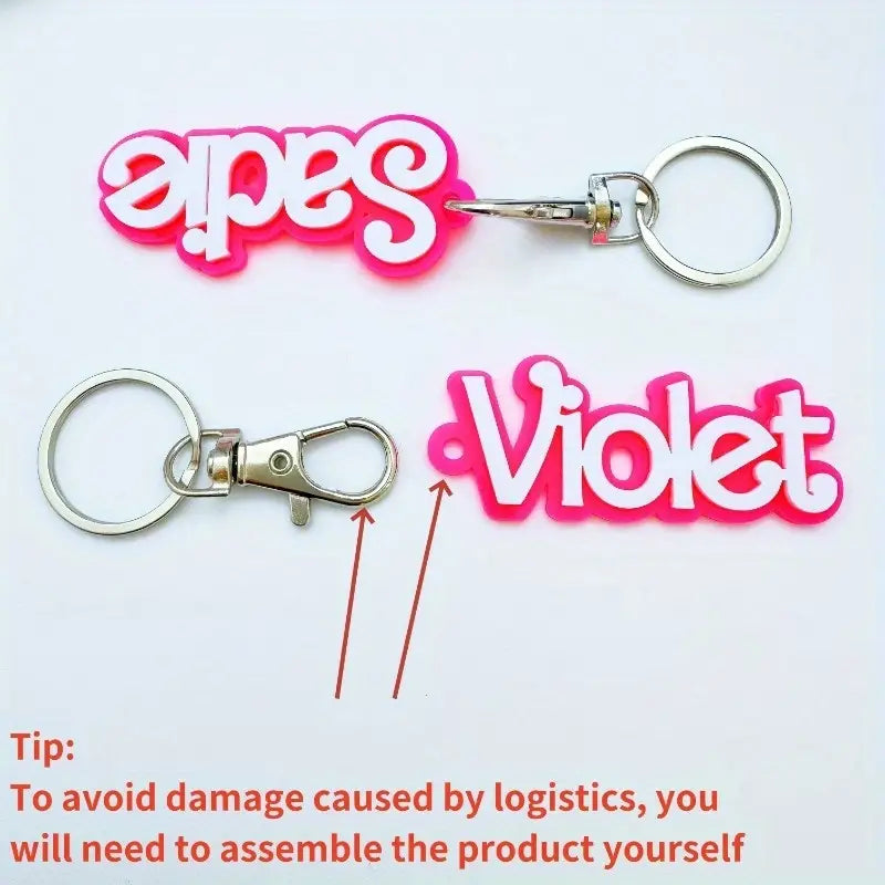 Cute Pink Acrylic Double-Layer Key Ring